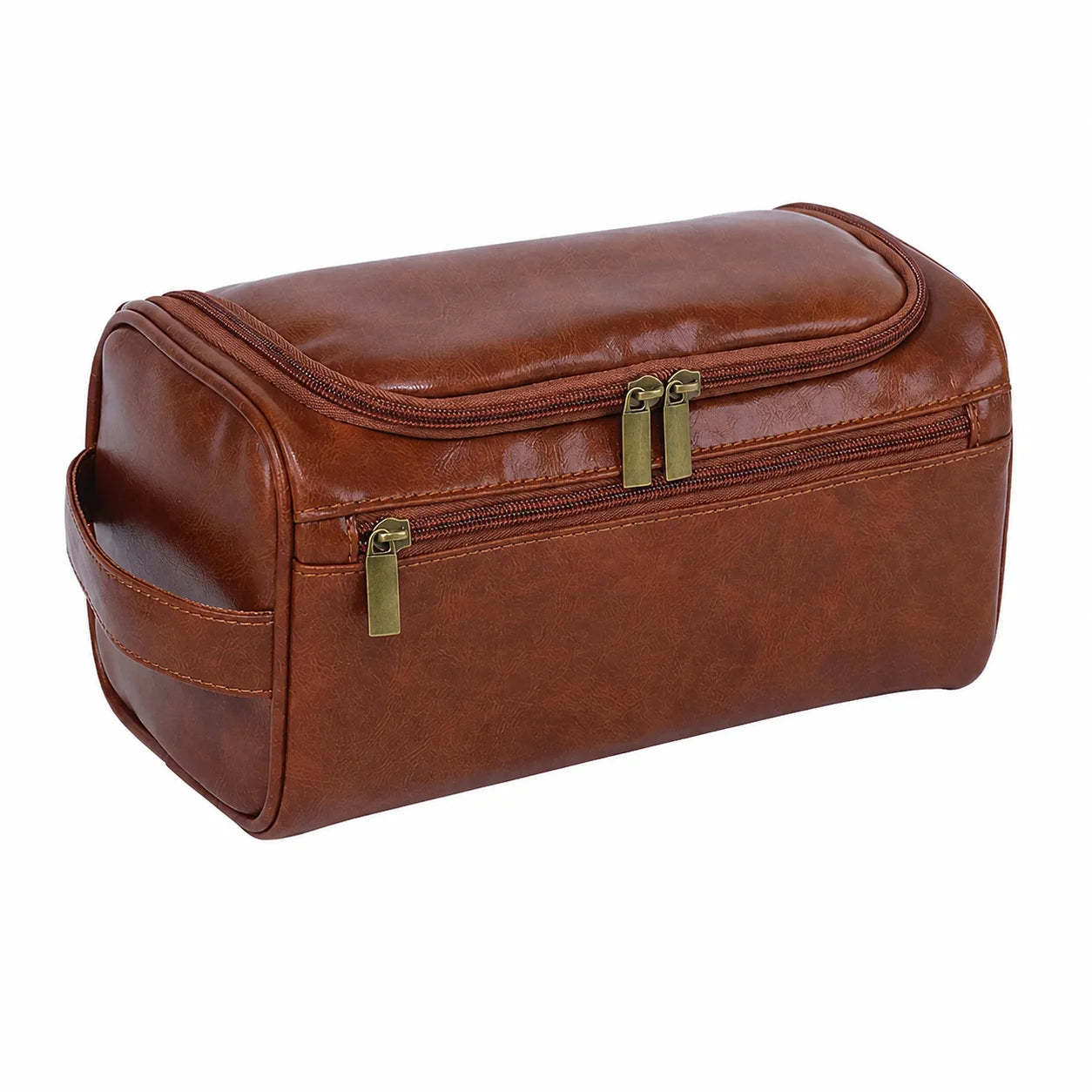 Men’s Toiletry Bag - Multi-Pocket Travel Case - Brown