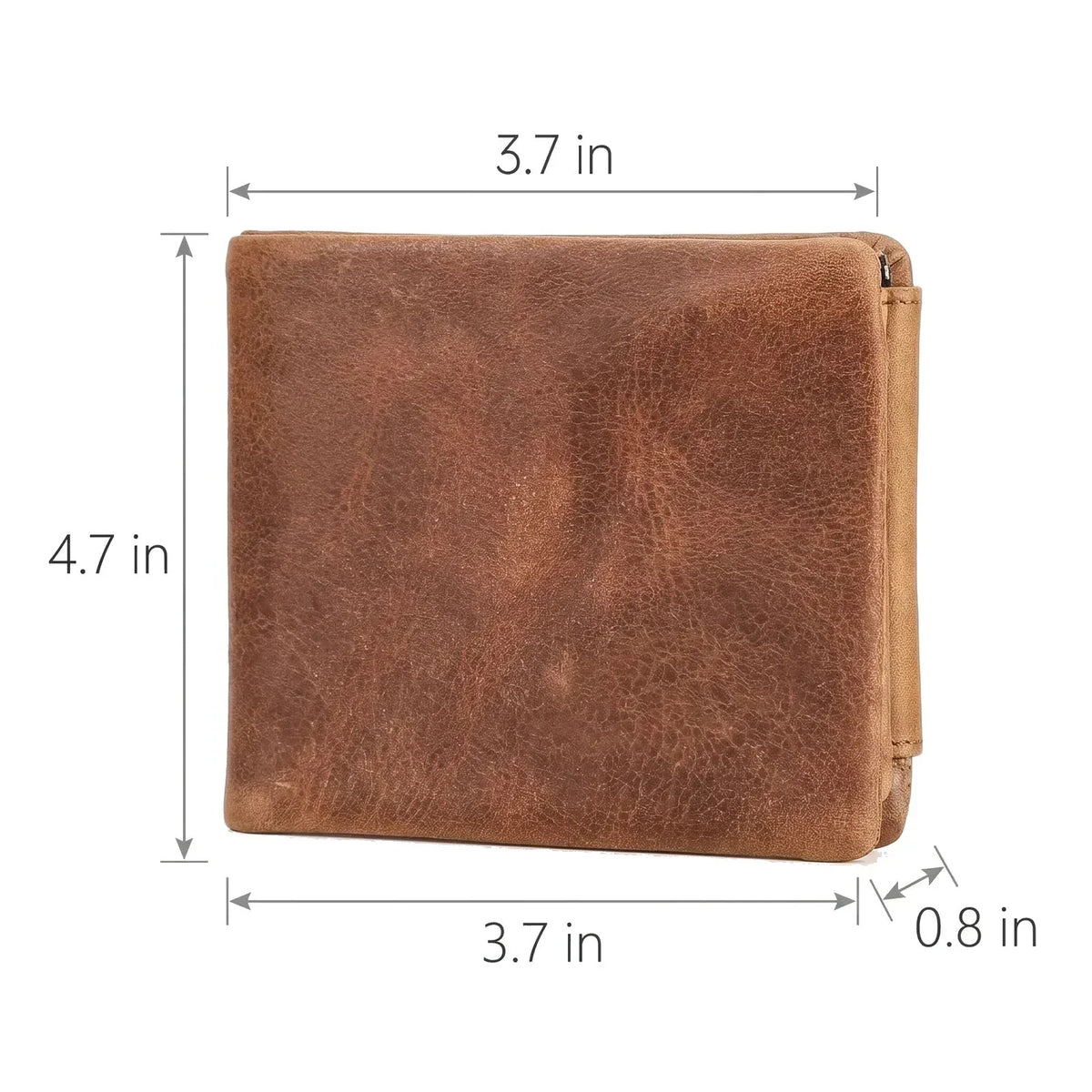 Men’s Trifold Wallet - Crazy Horse Leather with Zip Coin Pocket