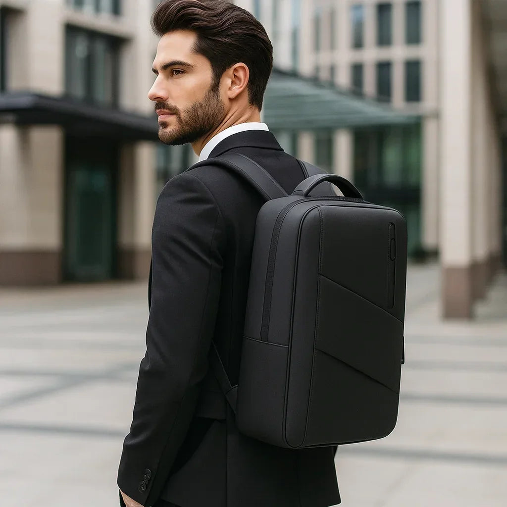 Men’s USB Laptop Backpack with Luggage Strap - 15.6 Inch Oxford Commuter Pack