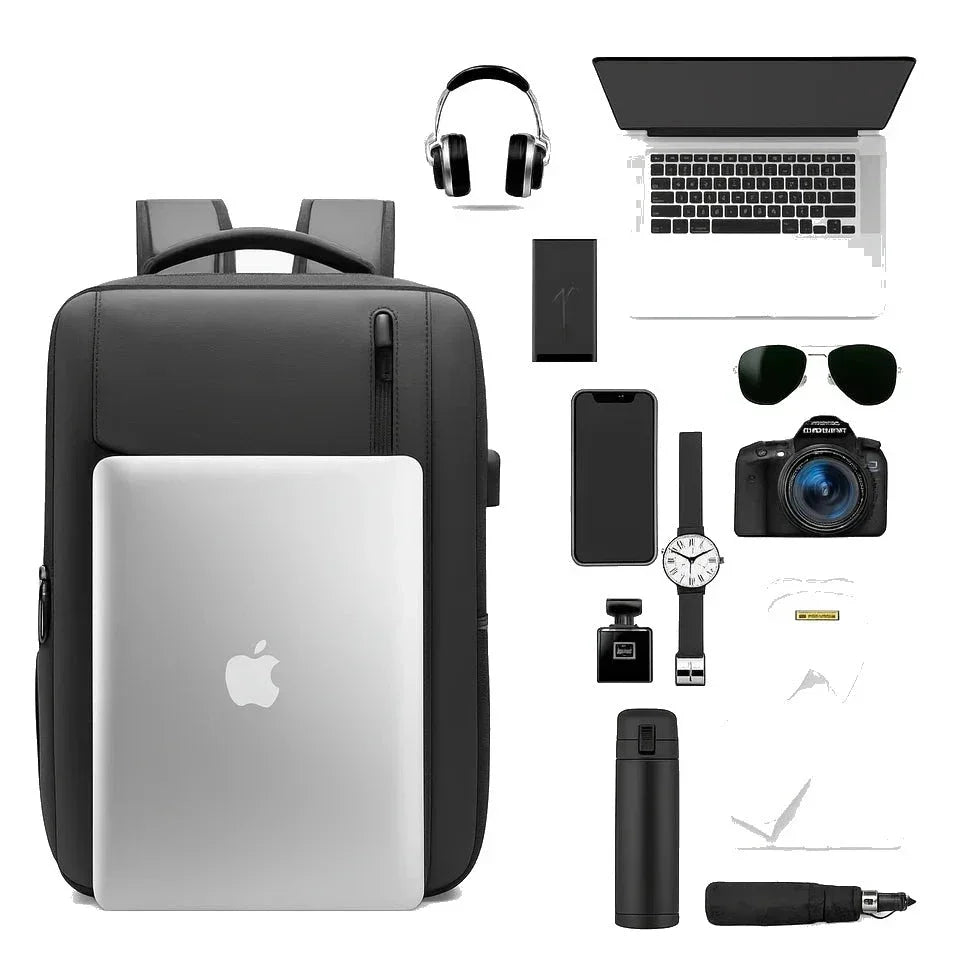 Men’s USB Laptop Backpack with Luggage Strap - 15.6 Inch Oxford Commuter Pack