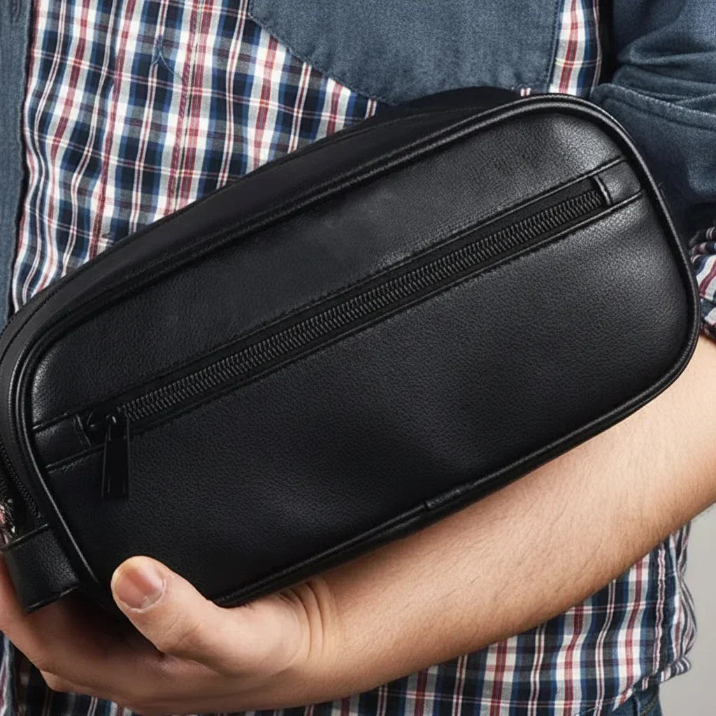 Men’s Vegan Leather Dopp Kit - Compact Travel Toiletry Bag
