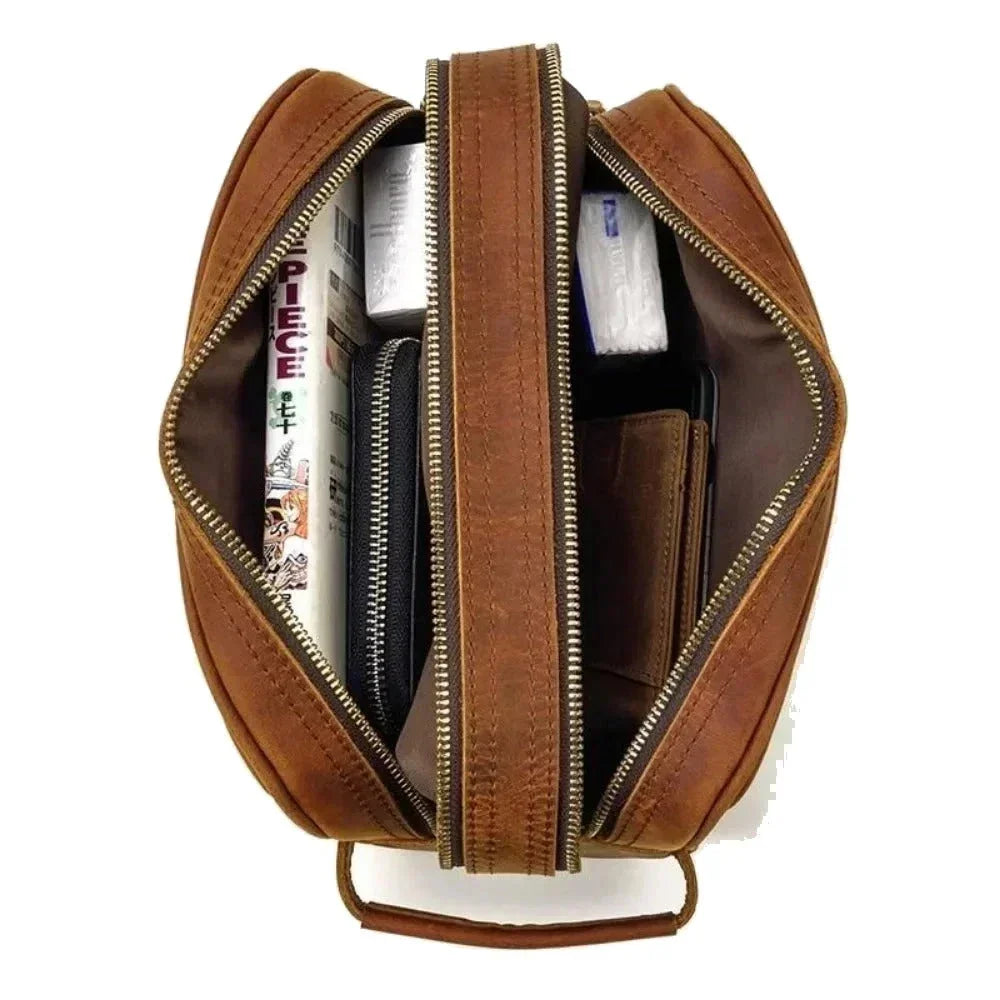 Men’s Vegan Leather Dopp Kit - Compact Travel Toiletry Bag