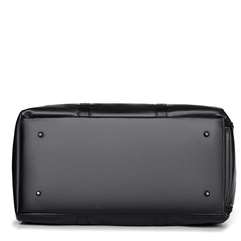 Men’s Vegan Leather Duffle Bag - Adjustable Strap Weekender