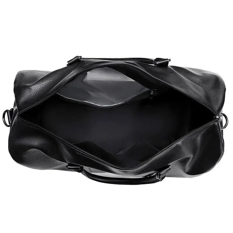 Men’s Vegan Leather Duffle Bag - Adjustable Strap Weekender