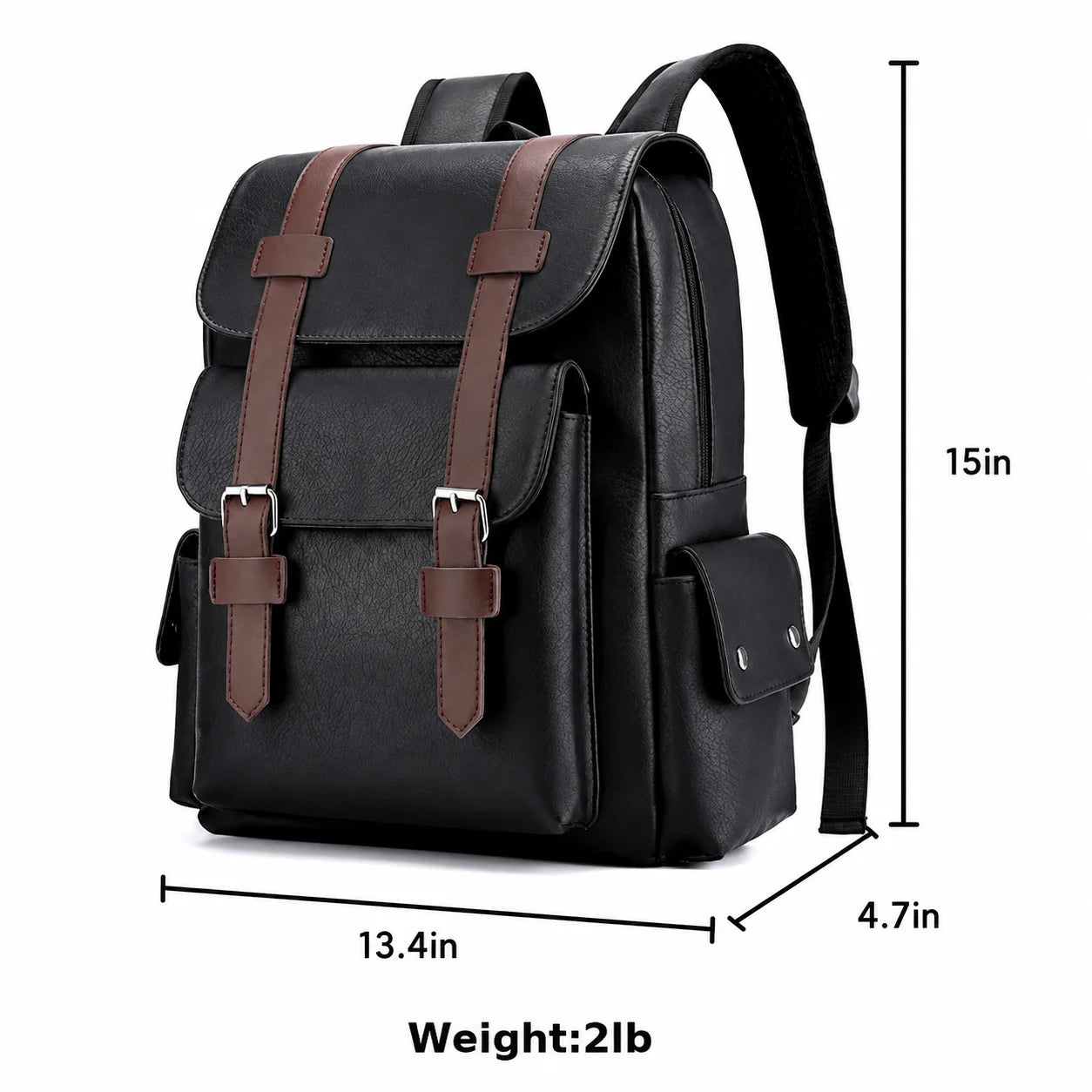 Men’s Vintage Backpack - Buckle Flap 15’’ Laptop Bag