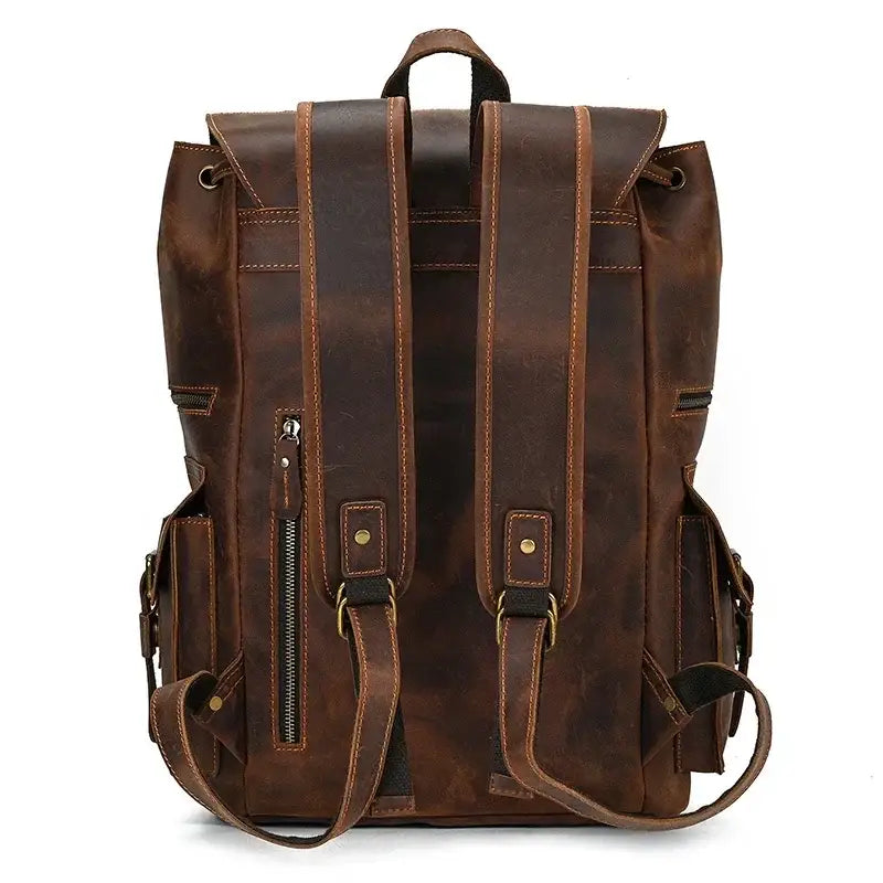 Men’s Vintage Leather Backpack – Large Retro Leather Backpack for Work & Travel
