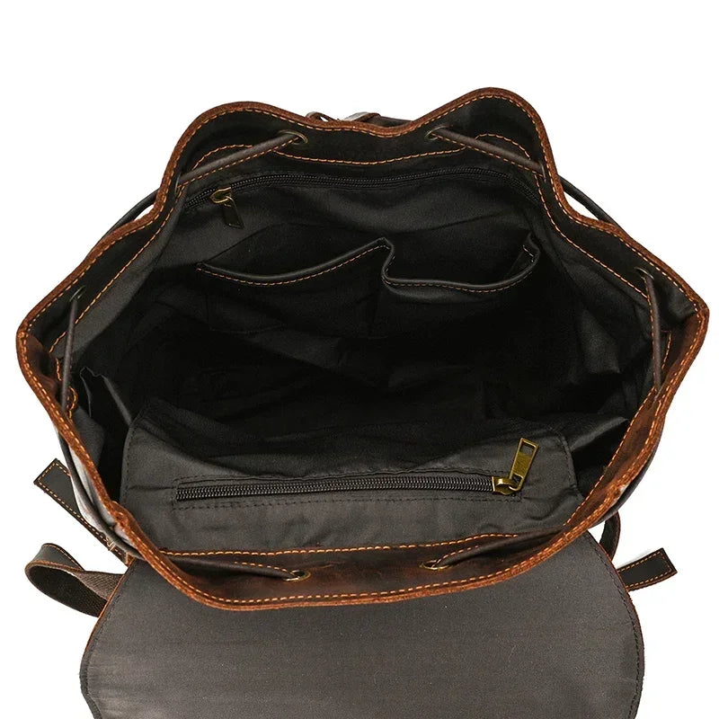 Men’s Vintage Leather Backpack – Large Retro Leather Backpack for Work & Travel