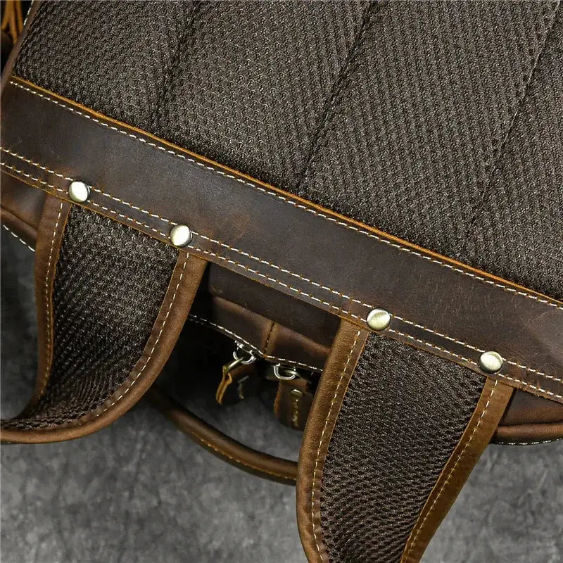 Men’s Vintage Leather Backpack – Multi Pocket Everyday Bag