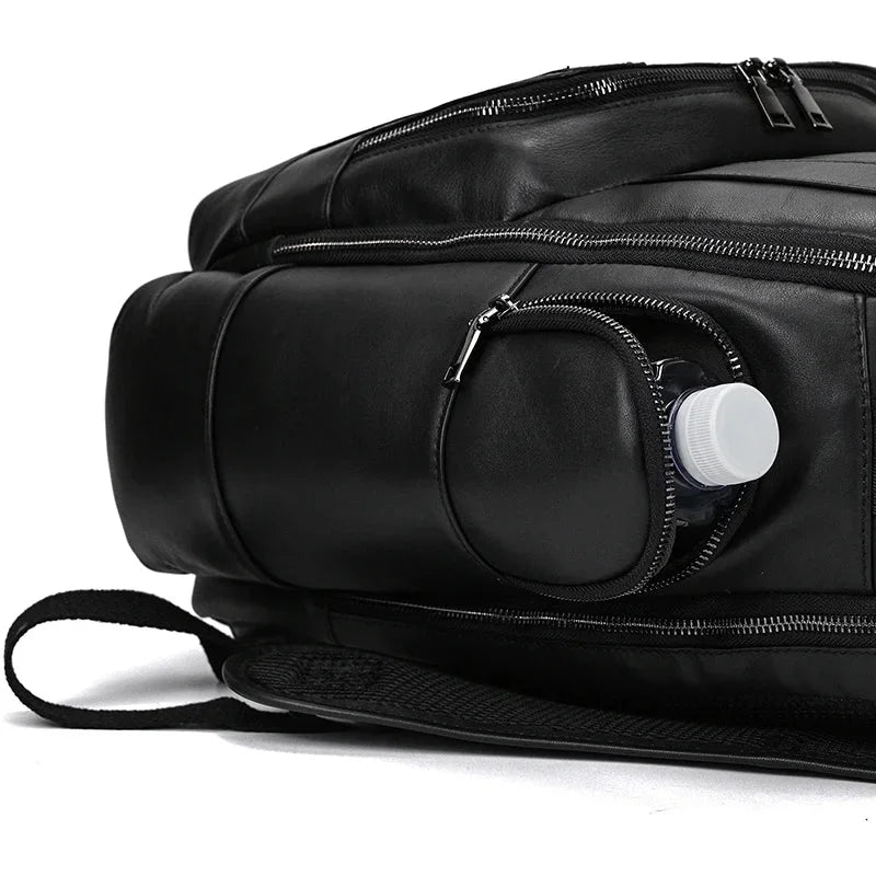 Men’s Vintage Leather Backpack – Multi Pocket Everyday Bag