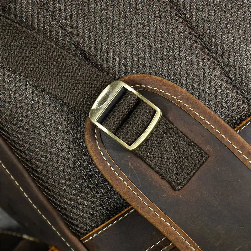 Men’s Vintage Leather Backpack – Multi Pocket Everyday Bag