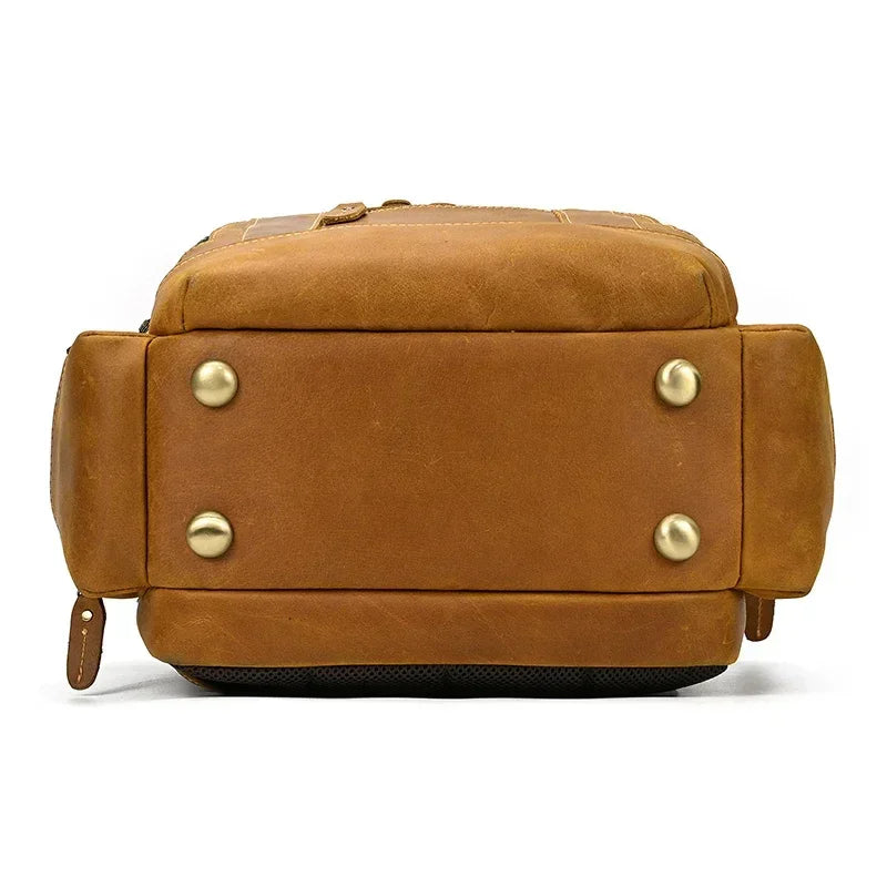 Men’s Vintage Leather Backpack – Multi Pocket Everyday Bag