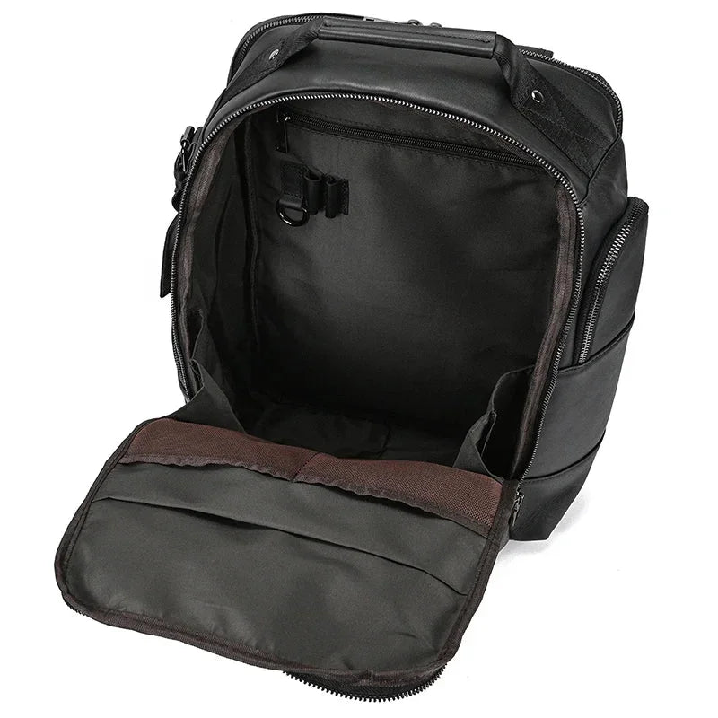Men’s Vintage Leather Backpack – Multi Pocket Everyday Bag