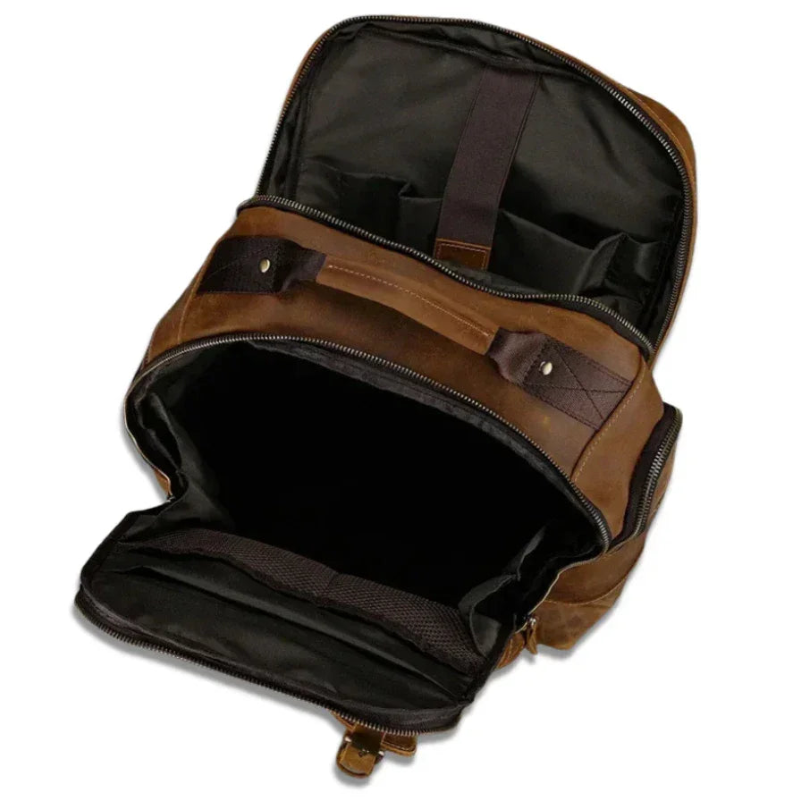 Men’s Vintage Leather Backpack – Multi Pocket Everyday Bag