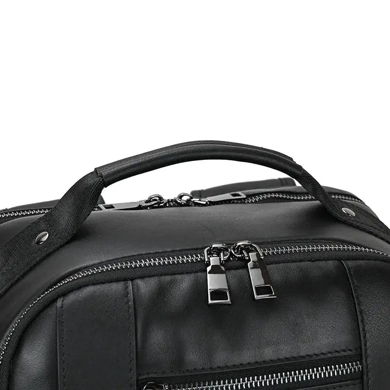 Men’s Vintage Leather Backpack – Multi Pocket Everyday Bag