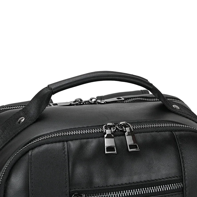 Men’s Vintage Leather Backpack – Multi Pocket Everyday Bag