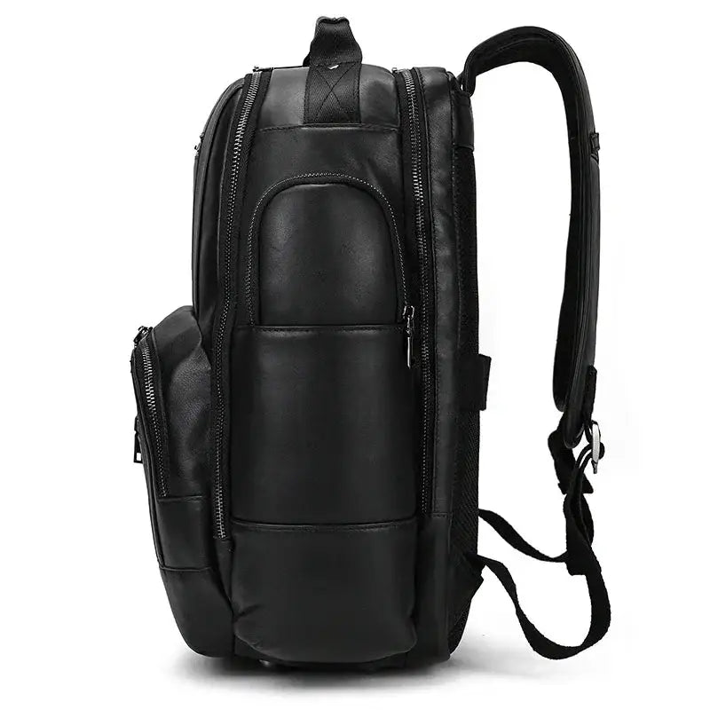 Men’s Vintage Leather Backpack – Multi Pocket Everyday Bag