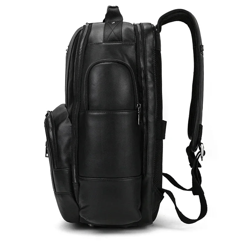 Men’s Vintage Leather Backpack – Multi Pocket Everyday Bag