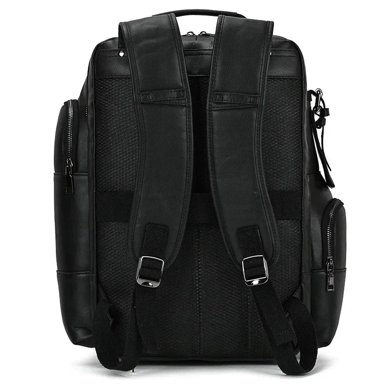 Men’s Vintage Leather Backpack – Multi Pocket Everyday Bag