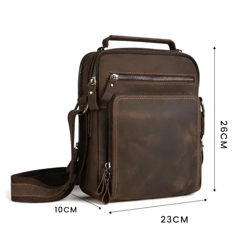 Men’s Vintage Leather Crossbody Bag – Compact Everyday Carry