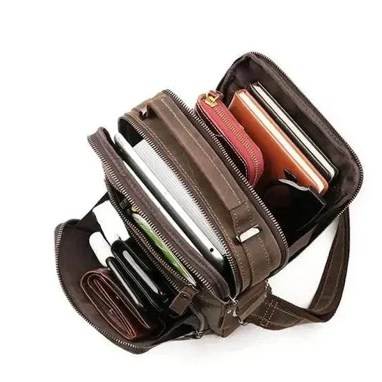 Men’s Vintage Leather Crossbody Bag – Compact Everyday Carry