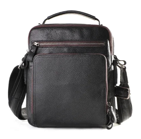Men’s Vintage Leather Crossbody Bag – Compact Everyday Carry - Black