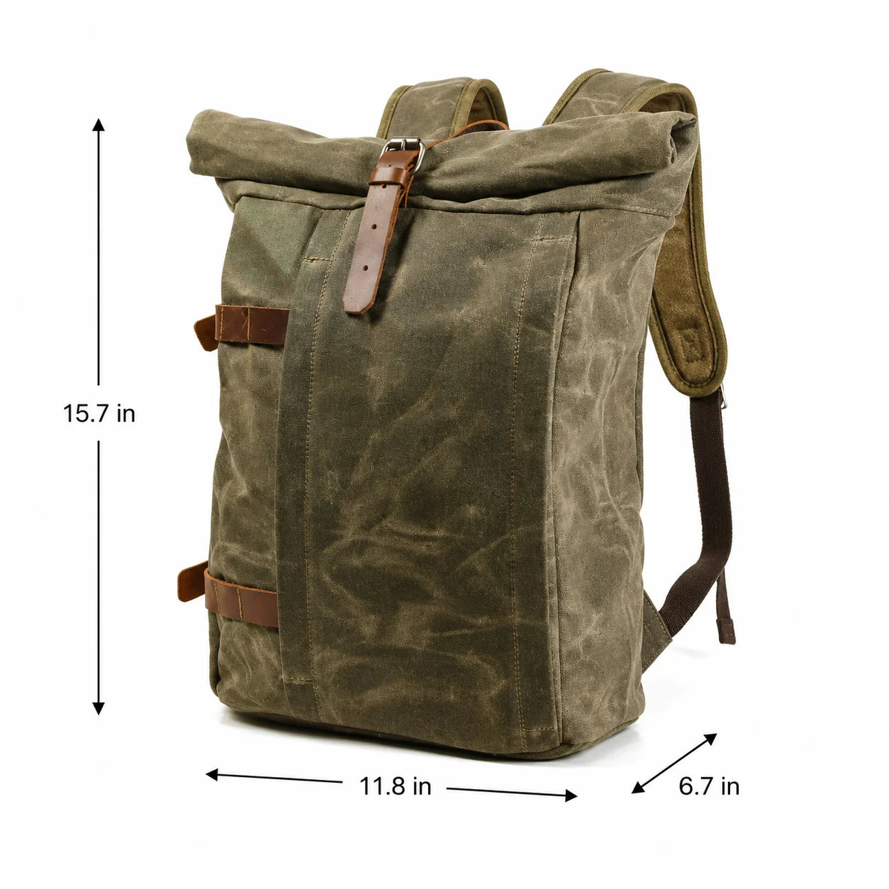Men’s Waxed Canvas Backpack - 3-Color Roll-Top Rucksack