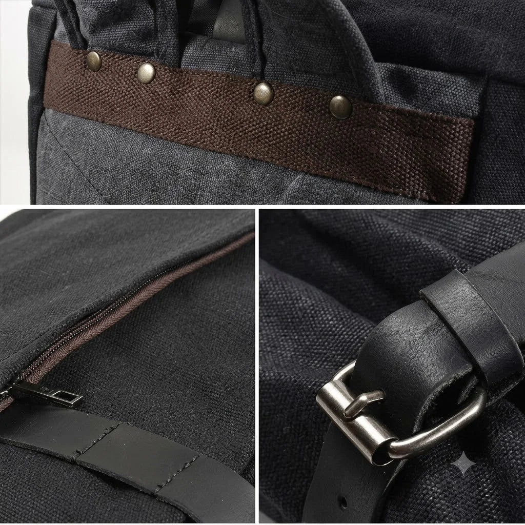 Men’s Waxed Canvas Backpack - 3-Color Roll-Top Rucksack