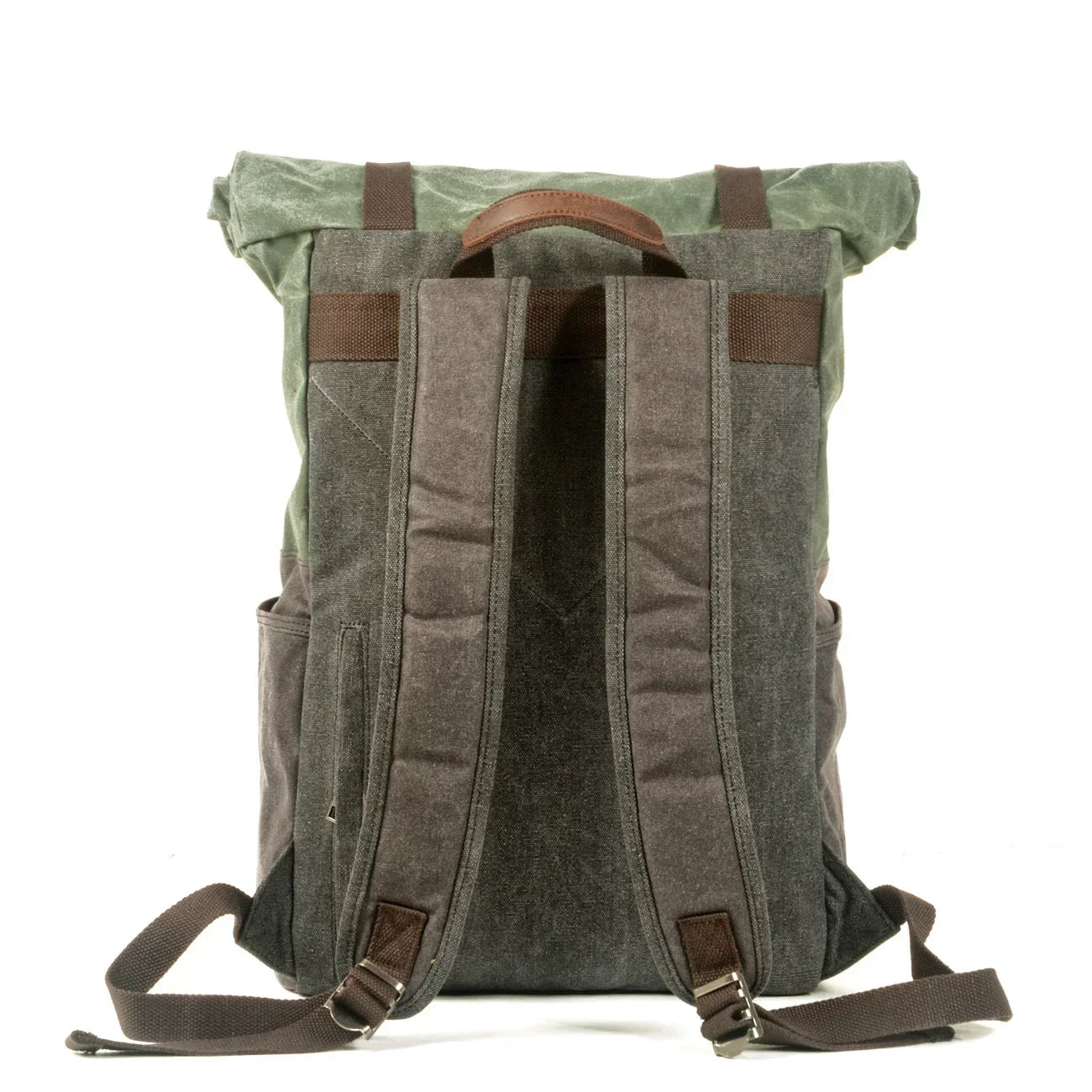 Men’s Waxed Canvas Backpack - Cowhide Leather Trim Rucksack