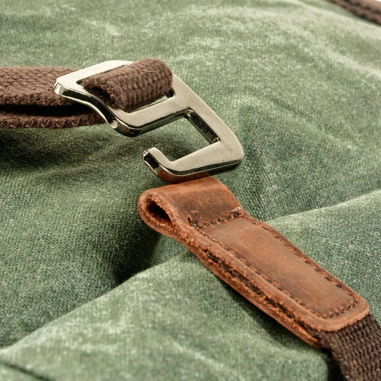 Men’s Waxed Canvas Backpack - Cowhide Leather Trim Rucksack