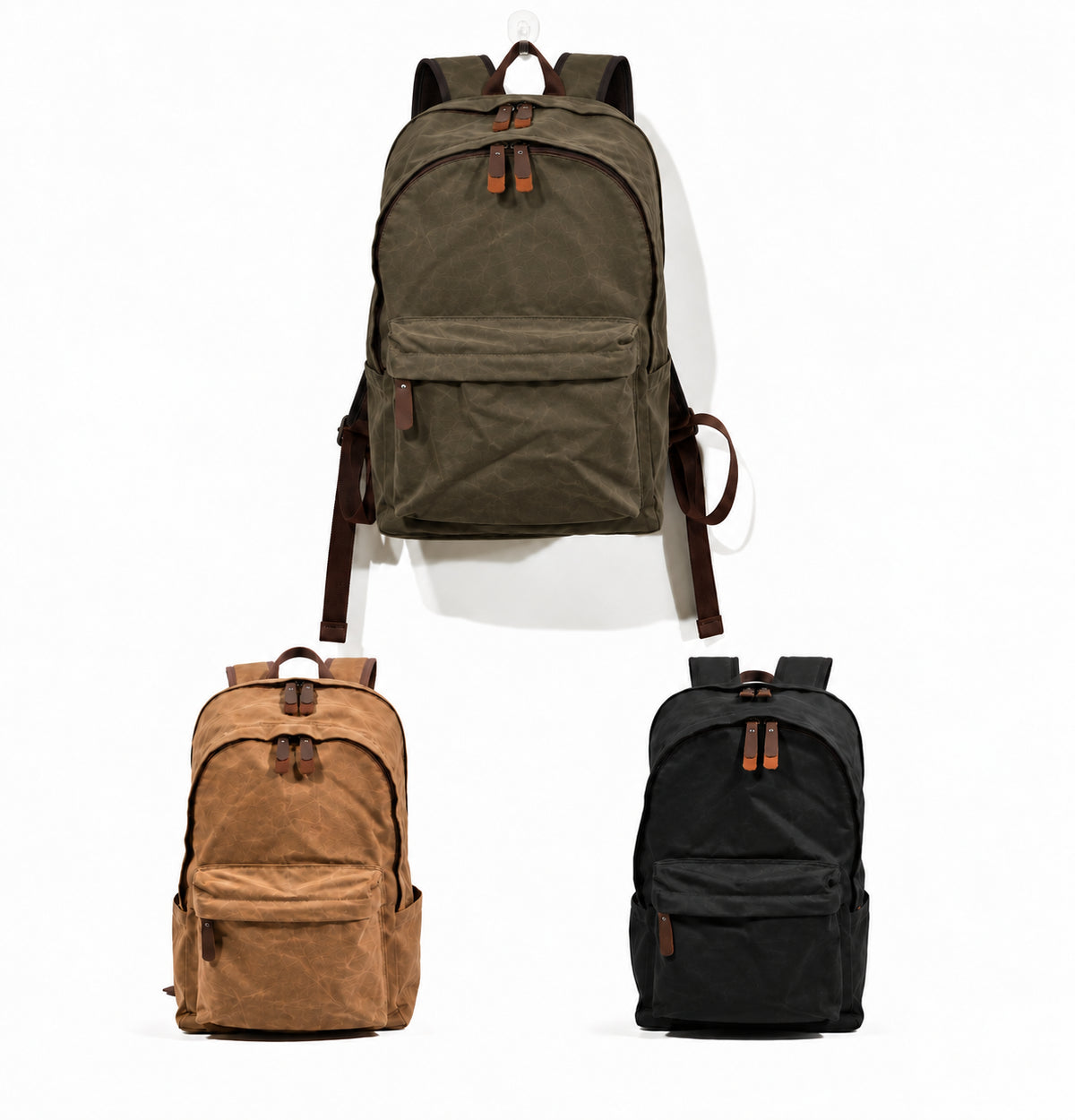 Men’s Waxed Canvas Backpack - Front Pocket Daypack