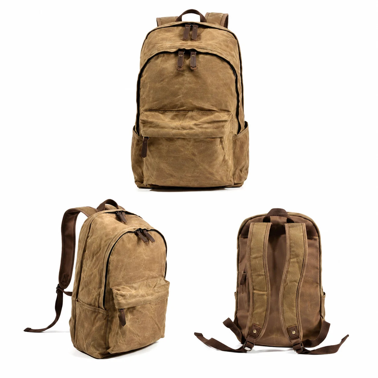 Men’s Waxed Canvas Backpack - Front Pocket Daypack