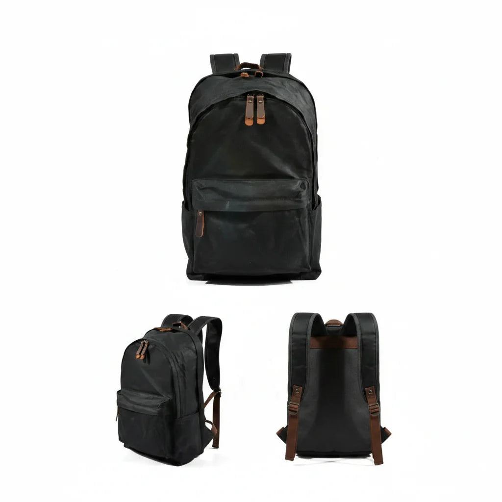 Men’s Waxed Canvas Backpack - Front Pocket Daypack