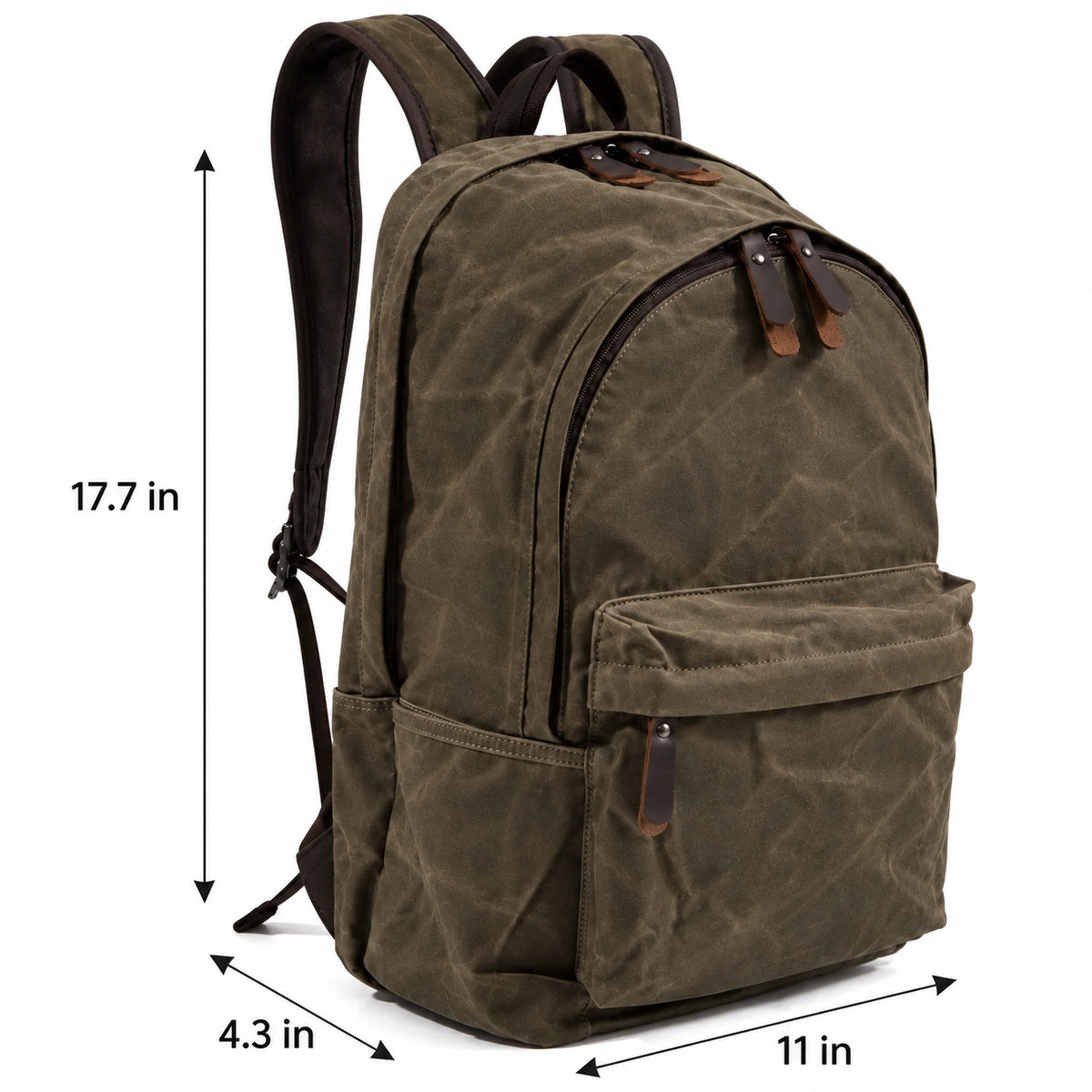 Men’s Waxed Canvas Backpack - Front Pocket Daypack
