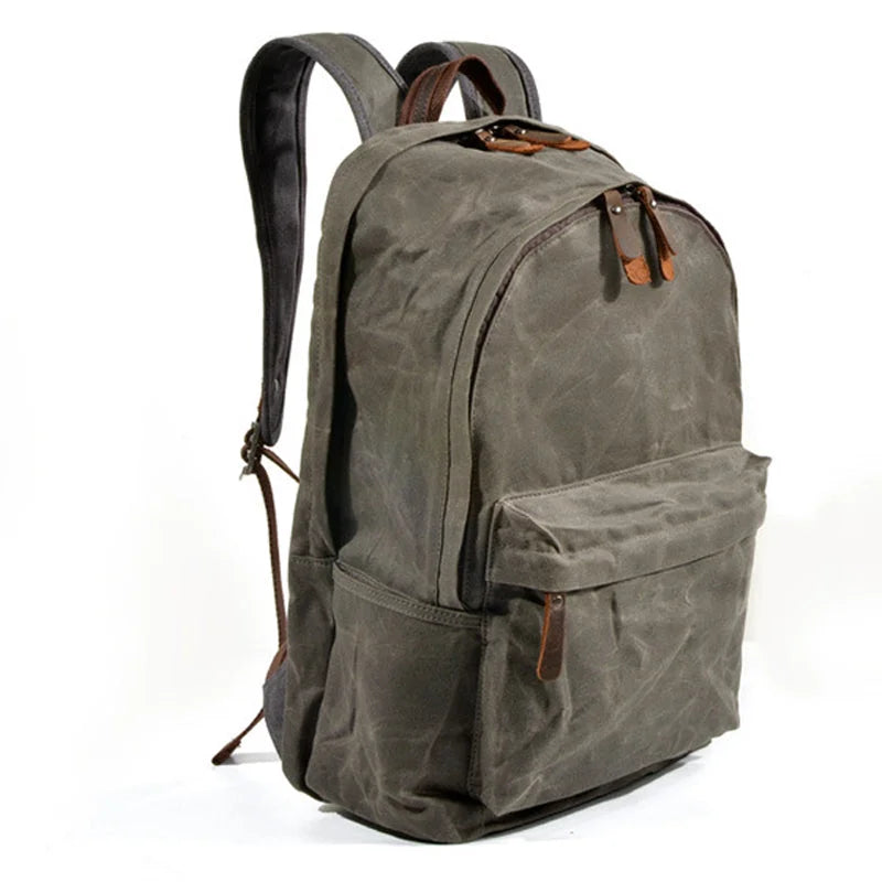 Men’s Waxed Canvas Backpack - Front Pocket Daypack