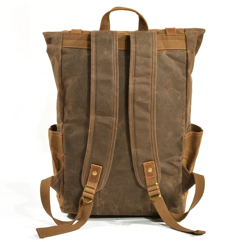Men’s Waxed Canvas Backpack - Laptop Compartment Rucksack