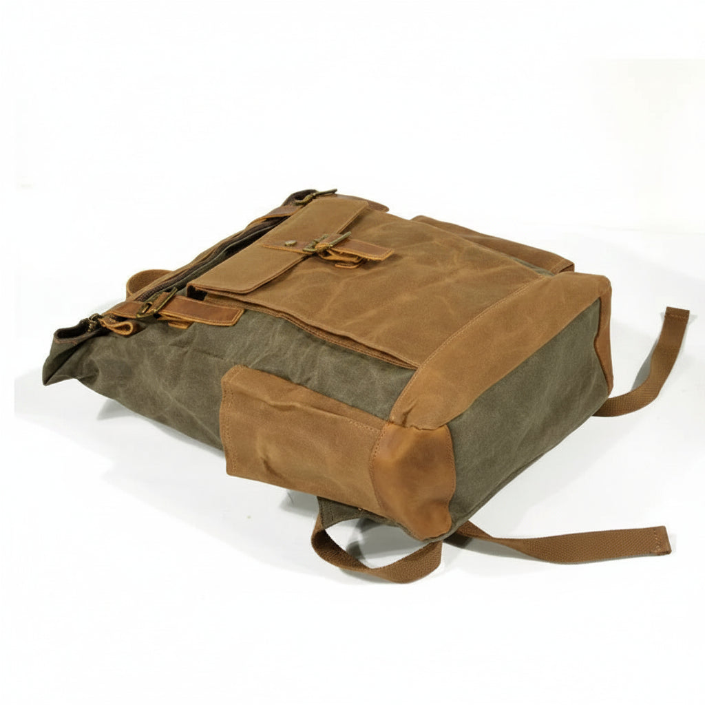Men’s Waxed Canvas Backpack - Laptop Compartment Rucksack