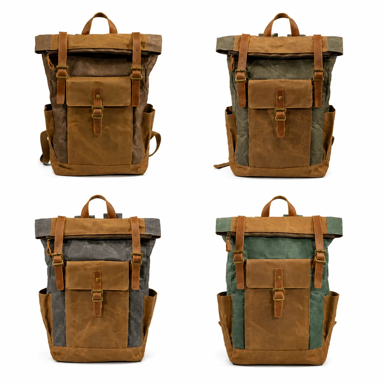 Men’s Waxed Canvas Backpack - Laptop Compartment Rucksack