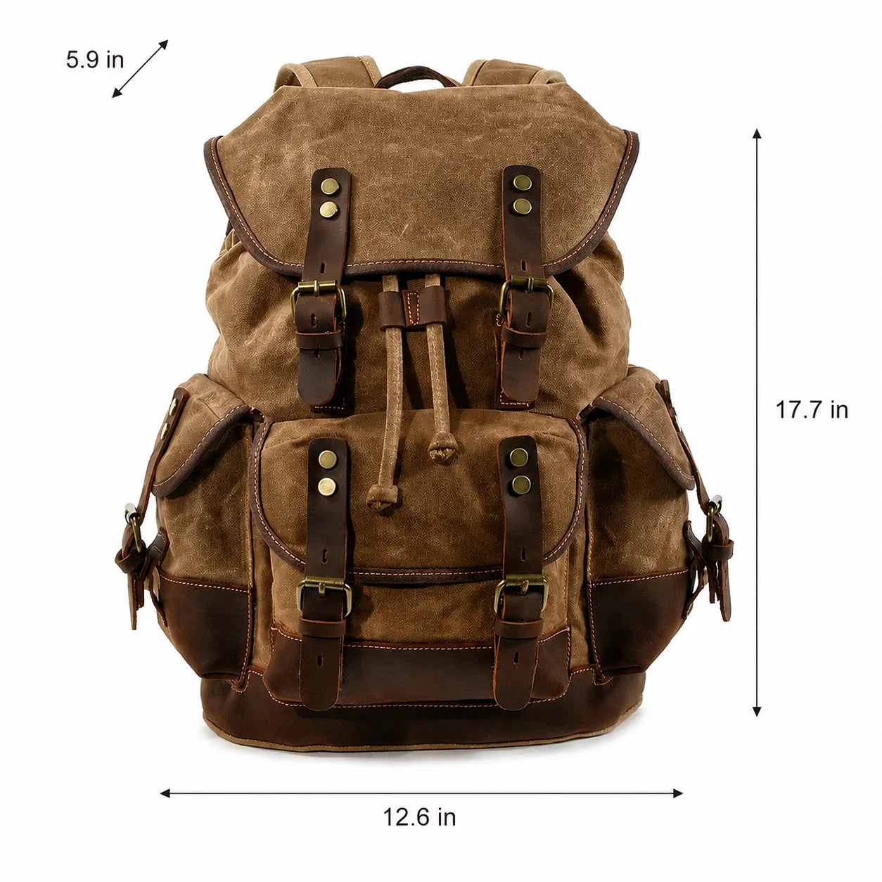 Men’s Waxed Canvas Backpack - Leather Trim Vintage Rucksack