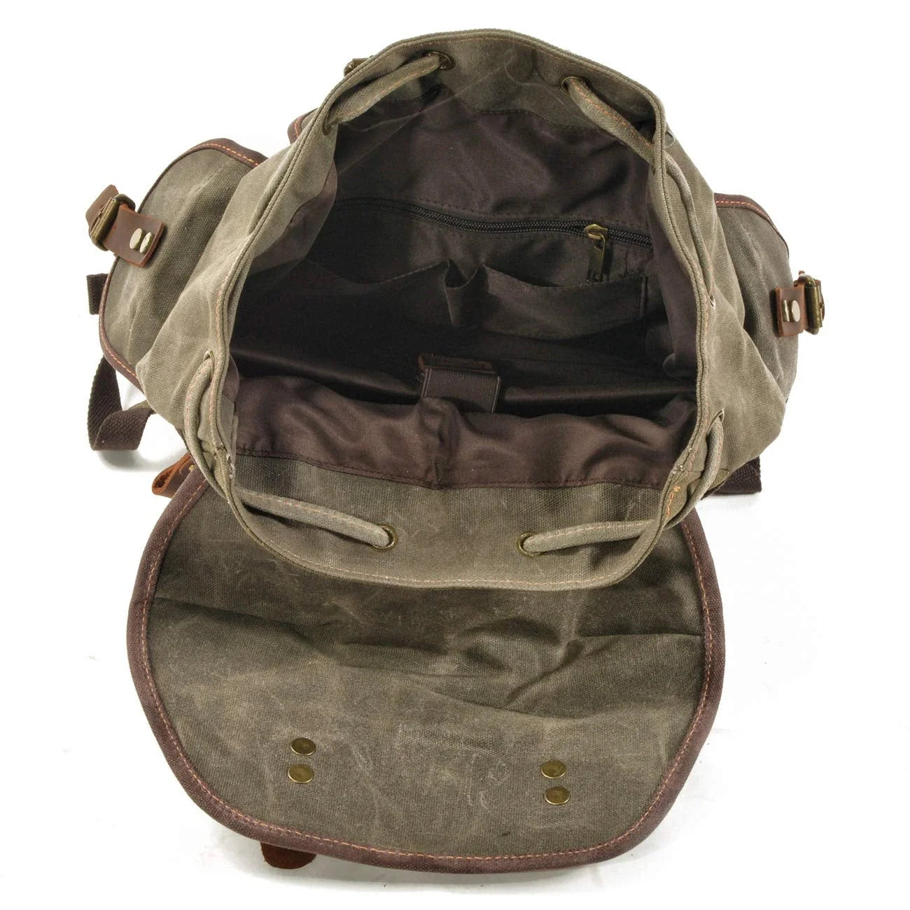 Men’s Waxed Canvas Backpack - Leather Trim Vintage Rucksack