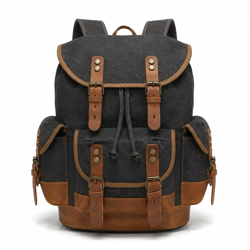 Men’s Waxed Canvas Backpack - Leather Trim Canvas Vintage