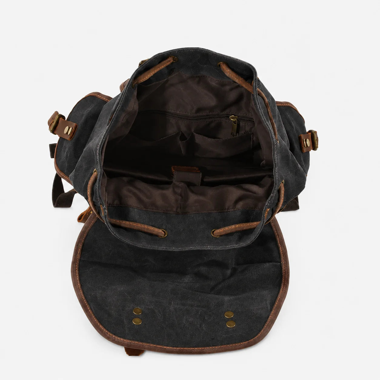 Men’s Waxed Canvas Backpack - Leather Trim Vintage Rucksack