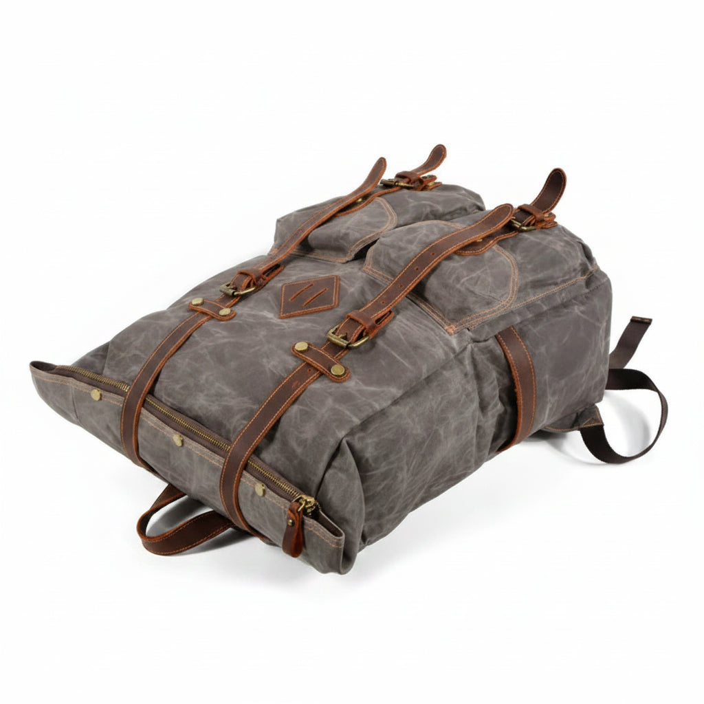 Men’s Waxed Canvas Backpack - Two-Pocket 16’’ Laptop Rucksack