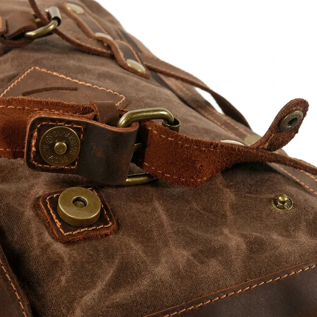 Men’s Waxed Canvas Backpack - Two-Pocket 16’’ Laptop Rucksack