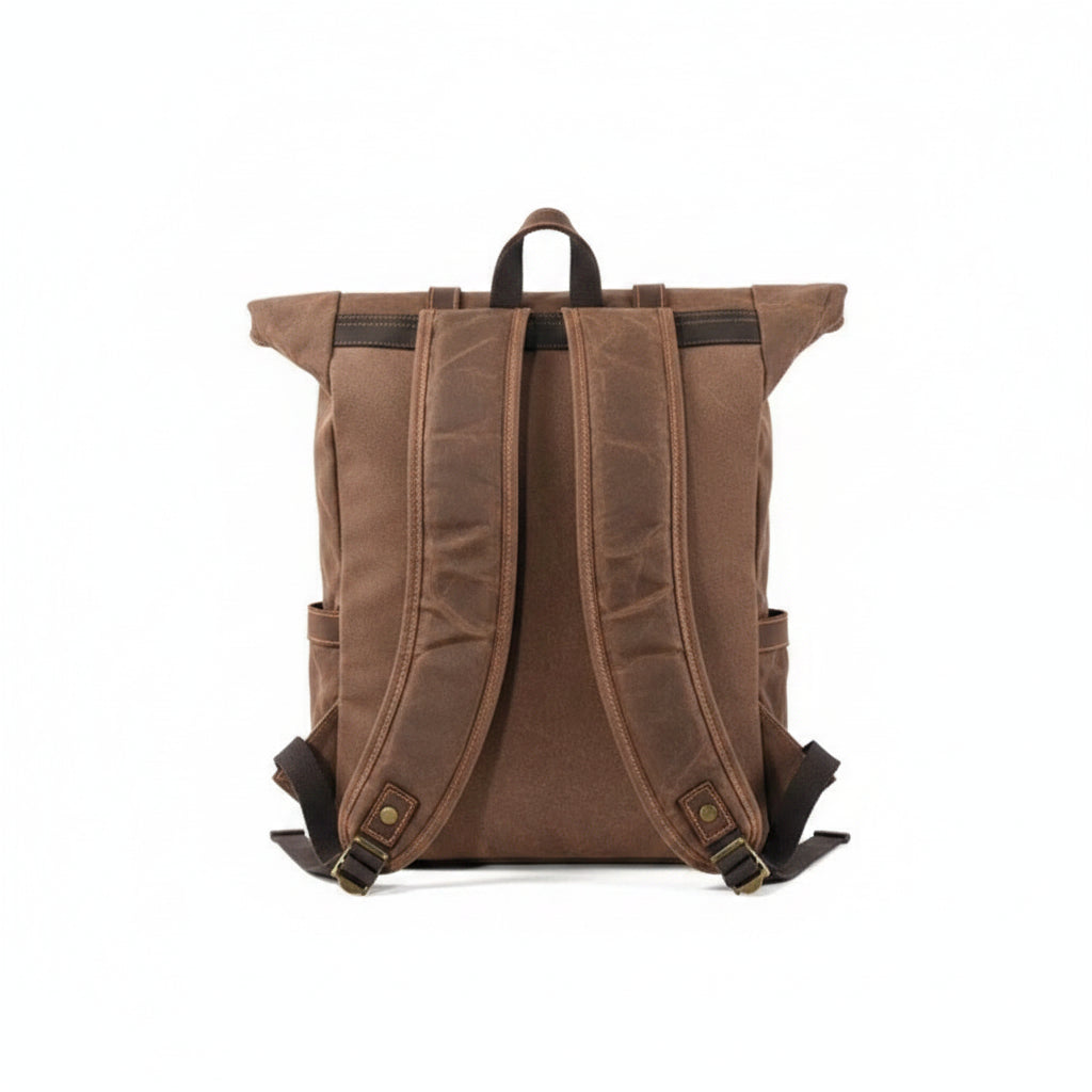 Men’s Waxed Canvas Backpack - Two-Pocket 16’’ Laptop Rucksack