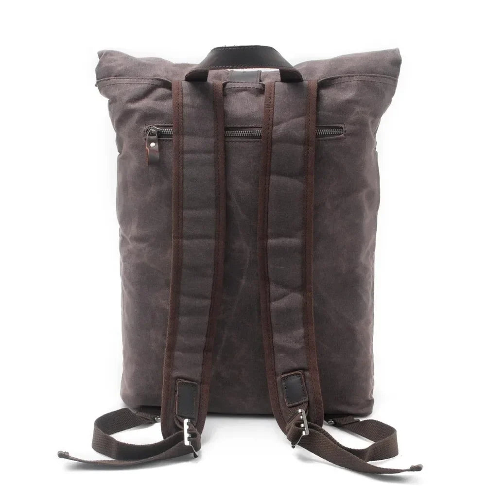 Men’s Waxed Canvas Backpack - Water-Resistant Rolltop Rucksack