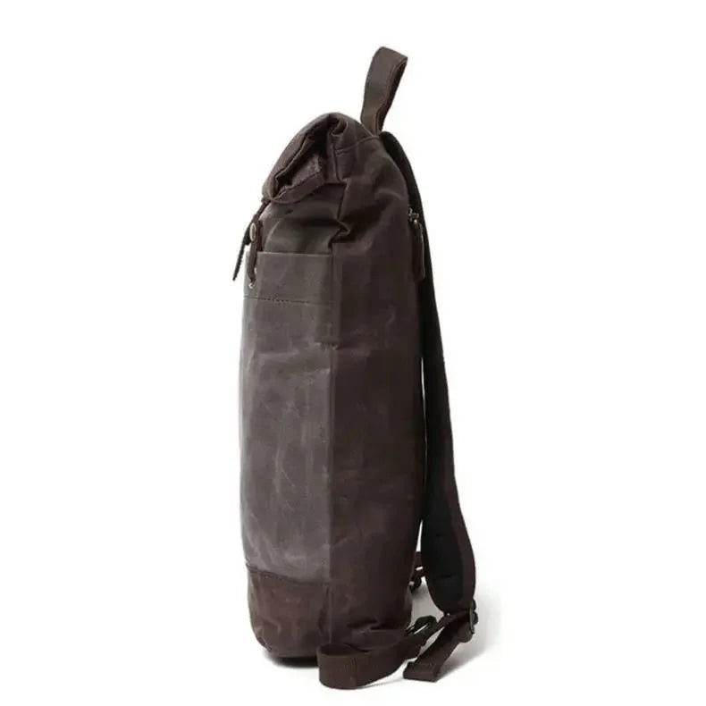Men’s Waxed Canvas Backpack - Water-Resistant Rolltop Rucksack