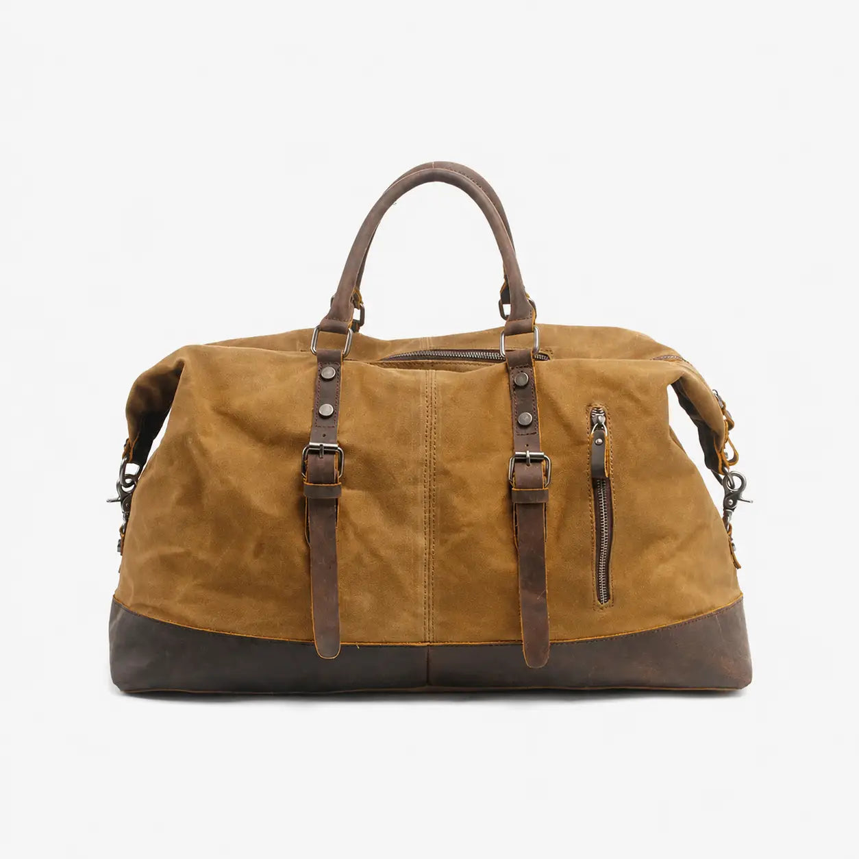 Men’s Waxed Canvas Duffle Bag – Vintage Leather Trim Weekender
