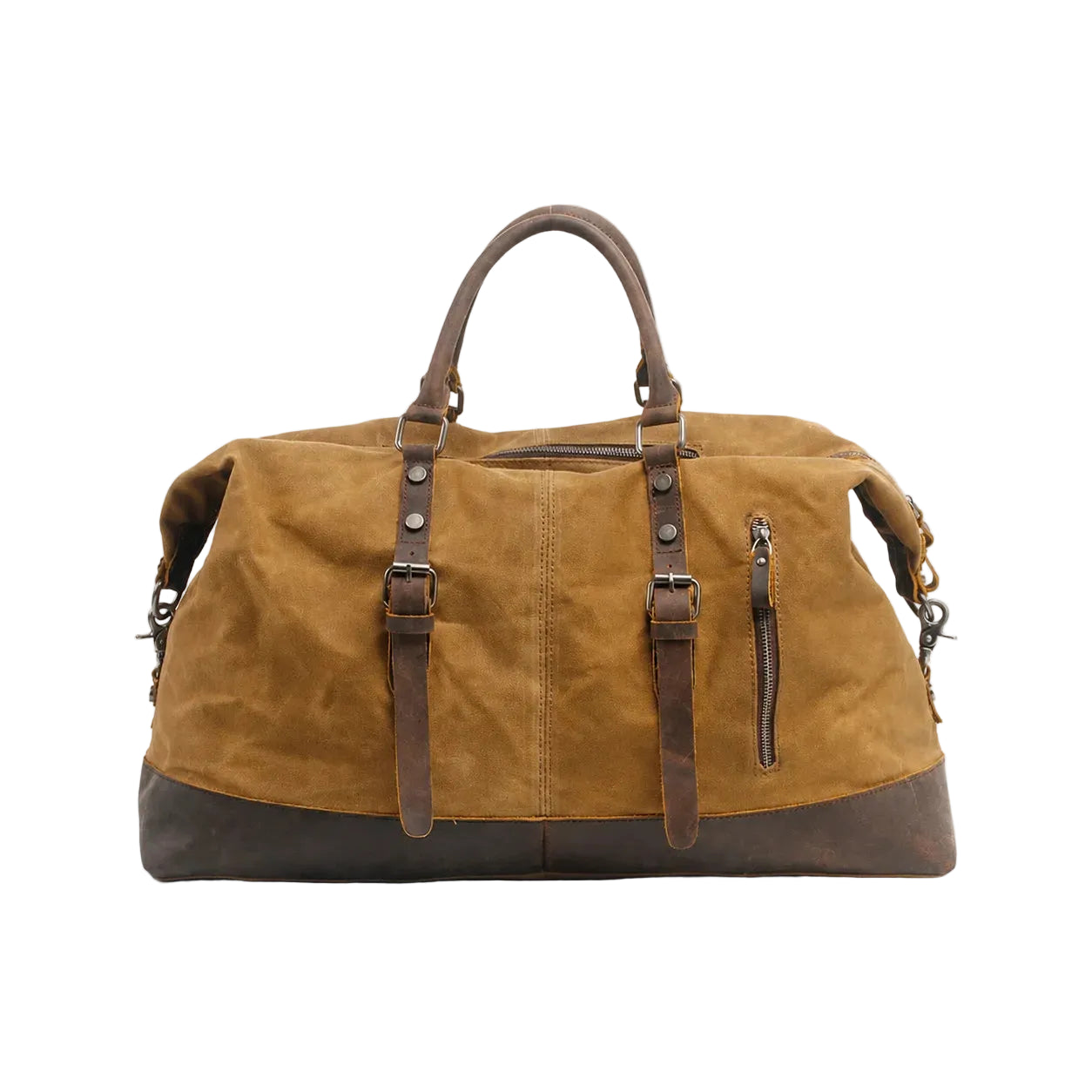 Men’s Waxed Canvas Duffle Bag – Vintage Leather Trim Weekender