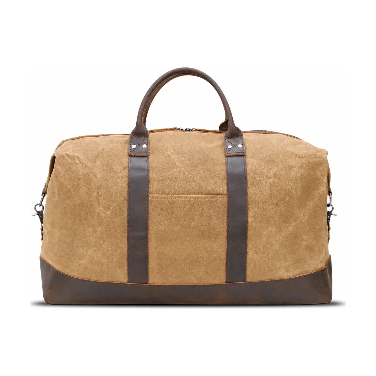 Men’s Waxed Canvas Duffle Bag with Leather Base for Weekend Travel