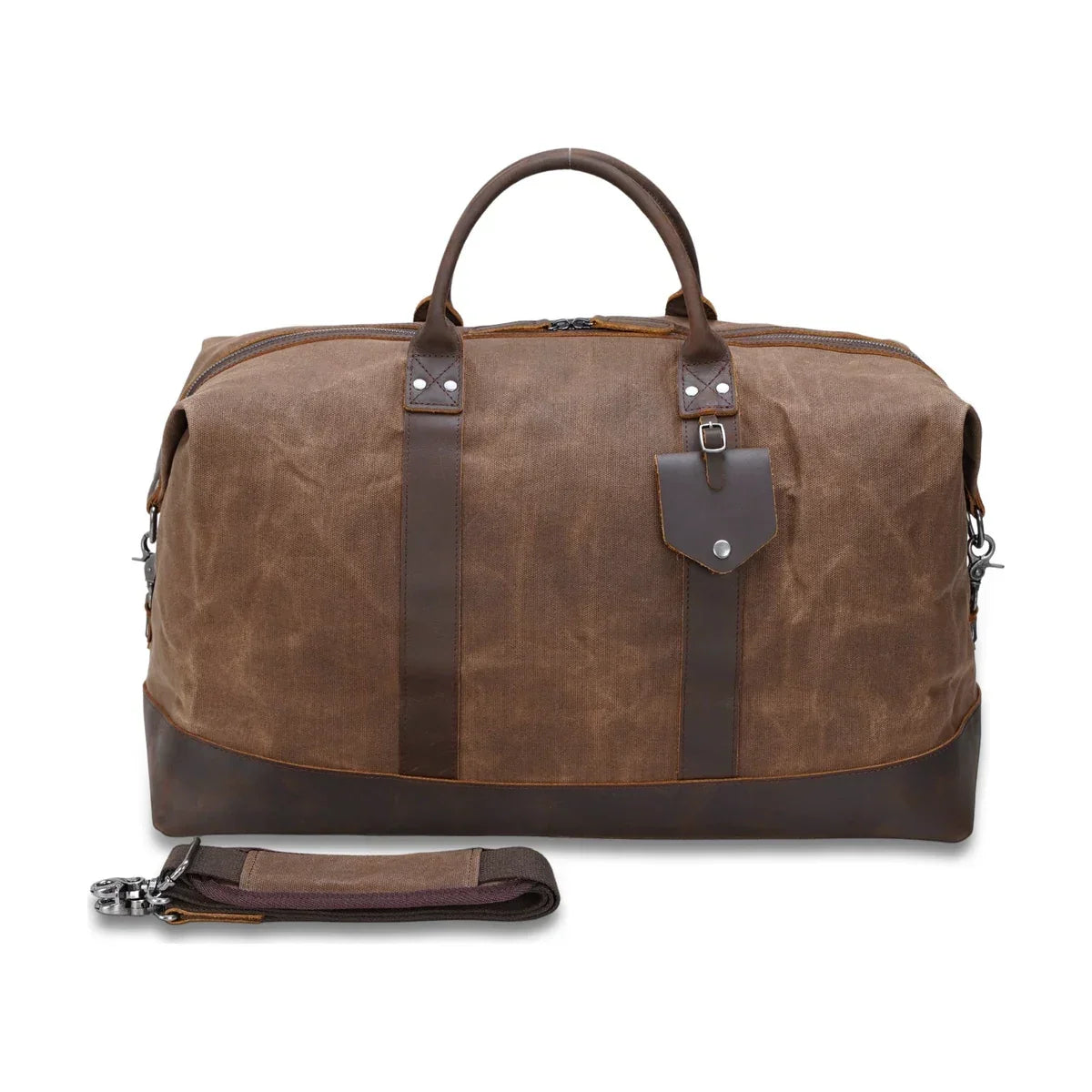 Men’s Waxed Canvas Duffle Bag with Leather Base for Weekend Travel